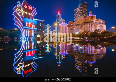 27. Februar 2017: Casinos in Macau, China. Wynn Macau ist ein Luxushotel und Casino-Resort, das vom internationalen Resort-Entwickler Wynn Resorts betrieben wird. Ca Stockfoto