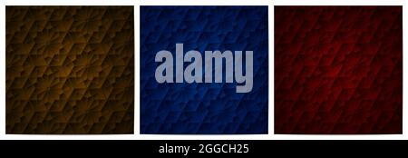 Set von Blumenmuster dunklen Hintergrund. Luxus mit geometrischem Design in Rot, Blau und Gold Stock Vektor