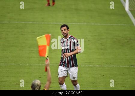 Rio de Janeiro-Brasilien 29. August 2021 der Fluminense-Spieler FRED feiert sein erstes Tor mit dem Trikot von Fluminense während des Spiels zwischen Fluminen Stockfoto