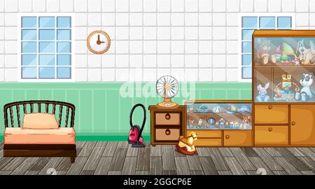 Schlafzimmer Innenarchitektur mit Möbel Illustration Stock Vektor