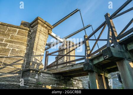 Hölzerne Zugbrücke auf den Ravelin bei Castillo de San Marcos in St., Augustine, Florida. (USA) Stockfoto