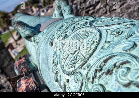 Detail einer Kanone auf dem Castillo de San Marcos in St. Augustine, Florida. (USA) Stockfoto