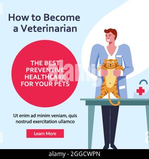 Wie man Tierarzt Website-Seite mit Informationen zu werden Stock Vektor