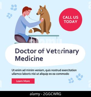 Arzt für Veterinärmedizin rufen Sie uns heute Web Stock Vektor