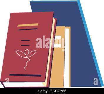Schulbücher und Lehrbücher, Notizbücher und Papiere Stock Vektor