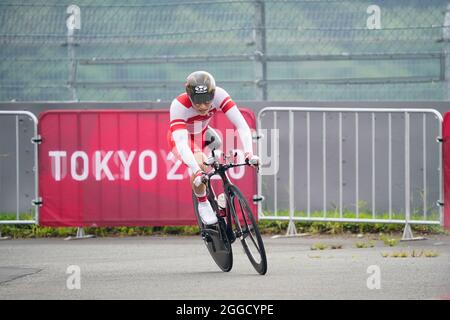 Japan. August 2021. Oyama Japan. August 2021. Shota Kawamoto (JPN), 31. AUGUST 2021 - Cycling Road : C2-Zeitfahren-Finale der Männer auf dem Fuji International Speedway während der Paralympischen Spiele in Tokio 2020 in Oyama Japan. Quelle: SportsPressJP/AFLO/Alamy Live News Stockfoto