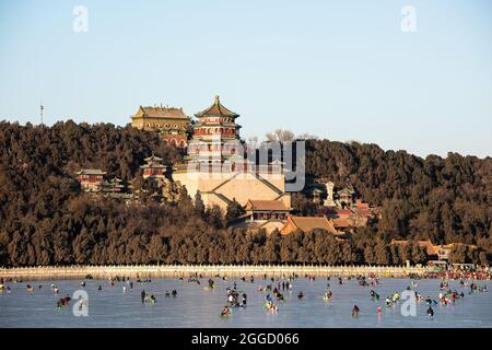 Die Eisbahn im Sommerpalast von Peking Stockfoto