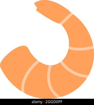 Symbol für Garnelen-Garnelen. Isoliertes, flaches Farbsymbol. Vektorgrafik. Modernes Glyphen-Design. Fleischprodukte Fisch und Meeresfrüchte. Unterwasserwelt Stock Vektor
