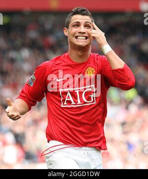Aktenfoto vom 6-10-2007 von Cristiano Ronaldo von Manchester United. Ausgabedatum: Dienstag, 31. August 2021. Stockfoto
