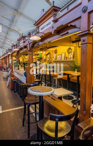 Café, Vanha Kauppahalli, Eteläranta, Helsinki, Finnland Stockfoto