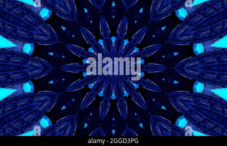 Lower gzhel Deco rund Mandala Design dekorative Elemente Indigo, blaue Linie und weißen Bereich zum Färben. Schatten um Mandala und Farbhintergrund Stockfoto