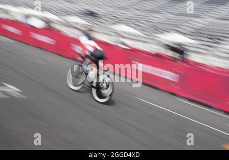 Oyama, Japan. August 2021. Paralympics: Paralympics, Männer, Zeitfahren, Fuji International Speedway. Kredit: Marcus Brandt/dpa/Alamy Live Nachrichten Stockfoto