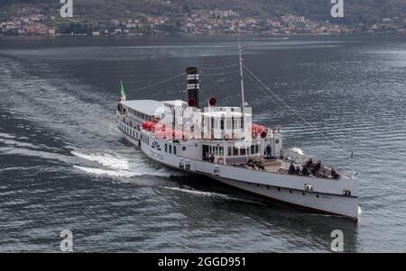 Traditionelles Seedampfer, Insel Isola Comacina, Comer See, Lombardei, Italien, Europa Stockfoto