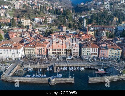 Luftaufnahme von Bellano, Comer See, Lombardei, Italien, Europa Stockfoto