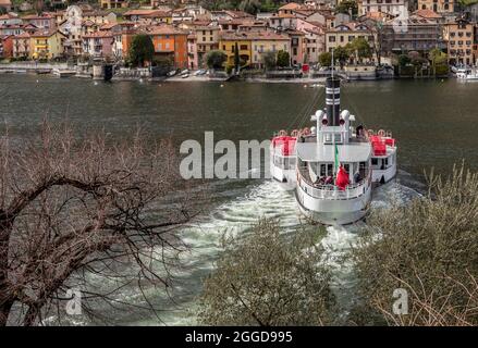 Traditionelles Seedampfer, Insel Isola Comacina, Comer See, Lombardei, Italien, Europa Stockfoto