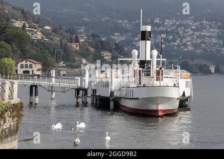 Traditionelles Seedampfer Patria bei Como, Comer See, Lombardei, Italien, Europa Stockfoto