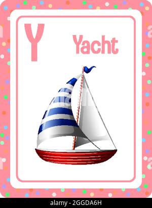 Alphabet Flashcard mit Buchstabe Y für Yacht Illustration Stock Vektor