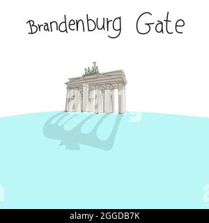 Brandenburger Tor in Berlin handgezeichnete Vektorgrafik isoliert auf weißem Hintergrund Stock Vektor