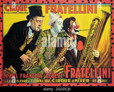 Klicken Sie auf Vintage French Zirkus Poster - die Fratellinis Clown Musik 1910er Stockfoto