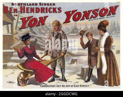 Klicken Sie auf das amerikanische Stummfilmposter „Yon and Yonson“ Stockfoto