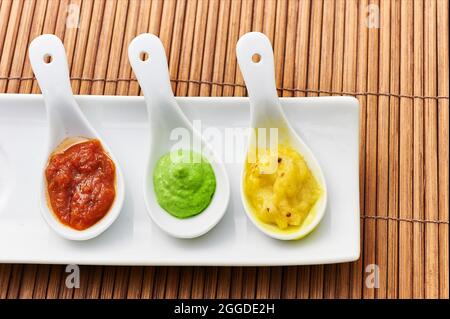 Tricolor-Sauce, Italien, Europa Stockfoto