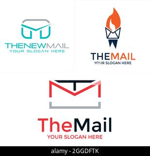 Mail-Software-App-Technologie mit Umschlag Feuerbrenner Linie Kunst Logo-Design Stock Vektor