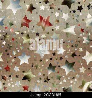 Nahtloses Muster aus Sternmotiv in aufwändigen Farben und Textur Stockfoto