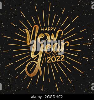 Frohes neues Jahr 2022 vintage Schriftzug Grußkarte. Vektorgrafik Stock Vektor