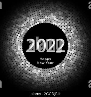 Frohes neues Jahr 2022 Kreis Hintergrund. Festliche Disco-Vorlage. Vektor Stock Vektor