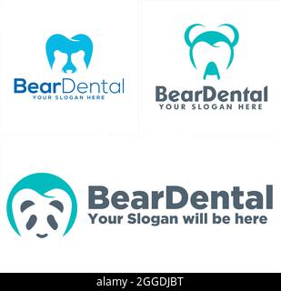 Dental mit Icon Zahn und Bär Logo Design Stock Vektor