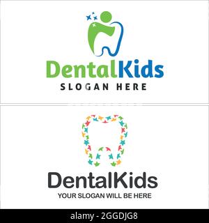 Zahnklinik für Kinder mit Symbol Zahn Stern bunten Logo-Design Stock Vektor