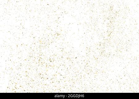 Gold Glitter Textur isoliert auf Weiß. Farbe Der Bernsteinfarbenen Partikel. Hintergrund Zum Festakt. Goldene Explosion von Confetti. Designelement. Digital Generieren Stock Vektor