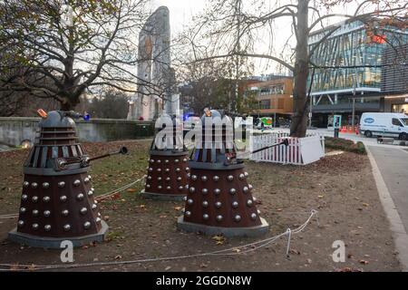 Daleks in einem Flussufer Park, Christchurch, Canterbury, Südinsel, Neuseeland Stockfoto