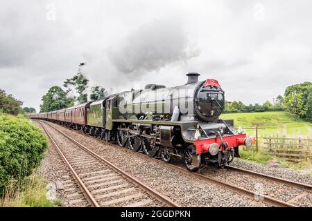 Die Dalesman Dampflokomotive, Sierra Leone, fährt am 31. August 2021 durch Long Preston. Stockfoto