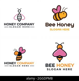 Züchter Imker Tierhonig mit Bienenflügel fliegen Logo Design Stock Vektor