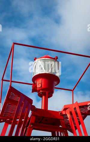 Navigationslicht auf Leuchtboje, Wellington, Nordinsel, Neuseeland Stockfoto