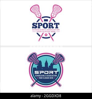 Lacrosse Logo mit Schlägerball und Design Stock Vektor