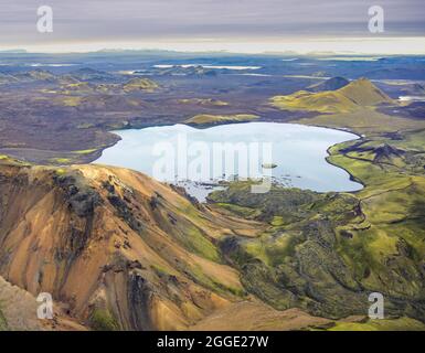 Frostastaoavatn, Flugschuss Landmannalaugar, Fjallabak Nature Reserve, Suourland, Island Stockfoto