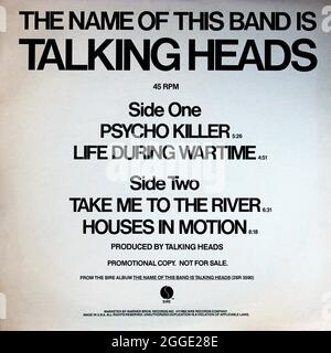 Talking Heads: 1982. 45 RPM EP Frontcover: 'Psycho Killer, etc..' Stockfoto