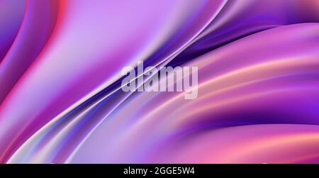 Schillerndes Chrom gewellt Gradient Stoff abstrakter Hintergrund, ultraviolette holografische Folie Textur, flüssige Oberfläche, Wellen, metallische Reflexion. Stockfoto