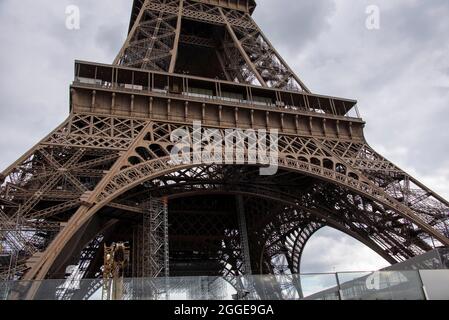 Eiffelturm, Nahaufnahme, Paris, Ile-de-France, Frankreich Stockfoto