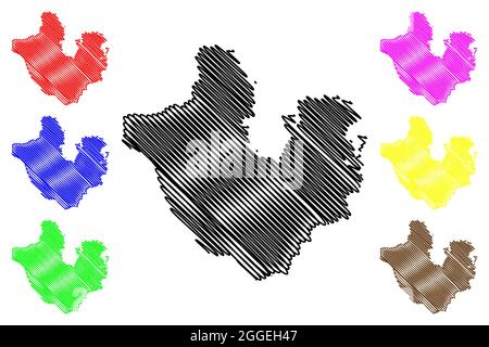 Landkreis Neuwied (Bundesrepublik Deutschland, Land Rheinland-Pfalz) Kartenvektordarstellung, Scribble-Skizze Neuwied-Karte Stock Vektor