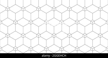 Abstrakter geometrischer Hintergrund, Vektorgrafik. Sechseckiges Linienmuster für Banner oder Cover. Wabenwürfel Formen Mosaik Stock Vektor