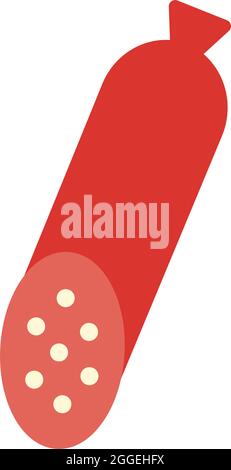 Symbol für geräucherte Wurstsalami. Isoliertes, flaches Farbsymbol. Vektorgrafik. Modernes Glyphen-Design. Fleischerzeugnisse. Lebensmittelzutaten Stock Vektor