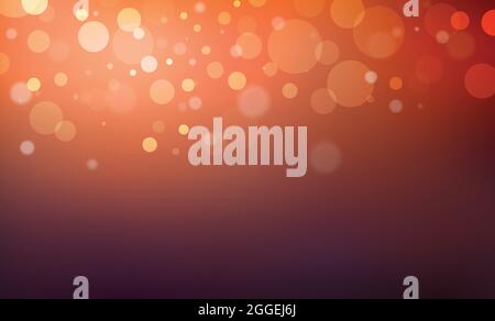 Abstrakter Hintergrund im Herbst. Vektorvorlage mit Kopierbereich. Leuchtende, unscharfe Lichter vor einem roten Hintergrund Stock Vektor