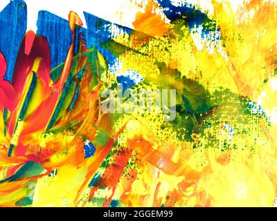 Abstrakte Malerei Helle original von Hand gezeichnet, Impressionismus-Stil, Farbtextur, Pinselstriche der Farbe, Acryl Kunst Hintergrund. Moderne Kunst. Zeitgenössisch Stockfoto