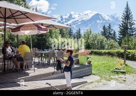 Wanderung von PASSY nach LAC VERT Ankunft im Restaurant du lac vert Stockfoto