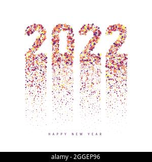 2022 Frohes neues Jahr. Figuren aus bunten bunten Sternkonfetti. Vektorgrafik. Stock Vektor