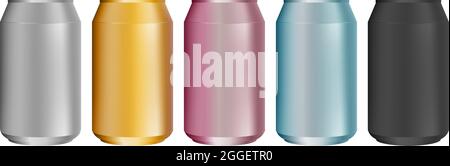 Vector - Blank Vektor Aluminium Dose, für verschiedene Designs von Bier, Lager, Alkohol, Softdrinks, Soda, Limonade, Cola, Energy Drink, Saft, Wasser etc Stock Vektor