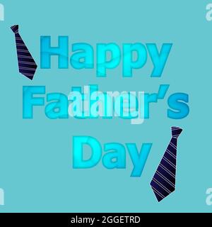 Blaue Grußkarte zum Happy Fathers Day. Vektorgrafik Stock Vektor